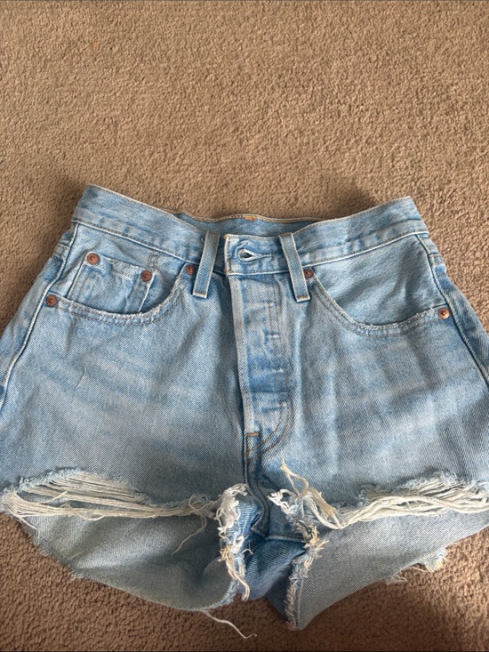 Levi's Pants - Levi’s Blue High-Waist Distressed Denim Shorts